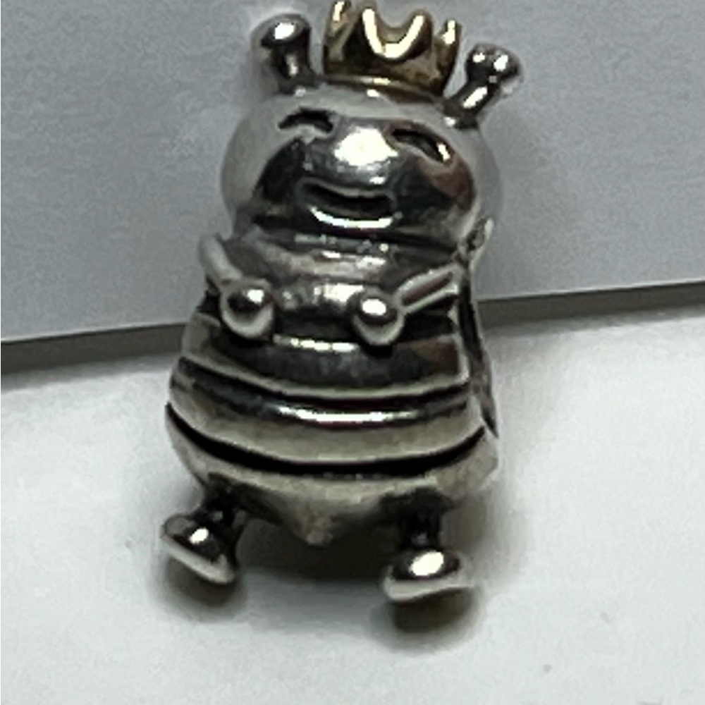 👑🐝Pandora Retired Sterling Silver Queen Bee Bead With 14K Gold Crown - Picture 7 of 11